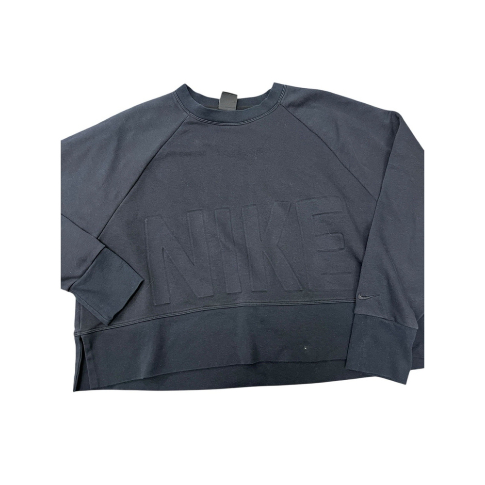 Nike Women’s Dri-Fit Black Embossed Logo Crewneck Cropped Sweatshirt Size L